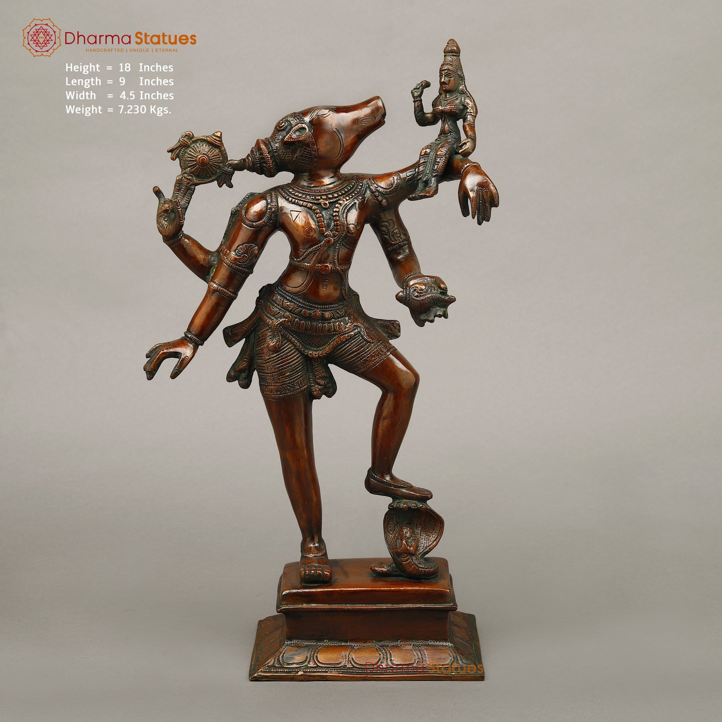 Brass Varahi Devi Idol, Copper Finish, 18"