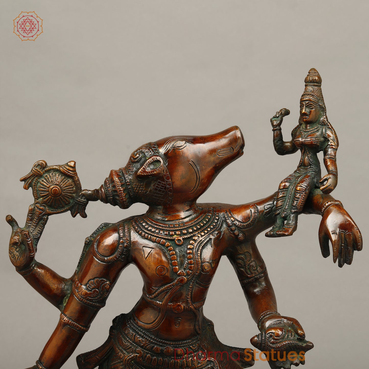 Brass Varahi Devi Idol, Copper Finish, 18"