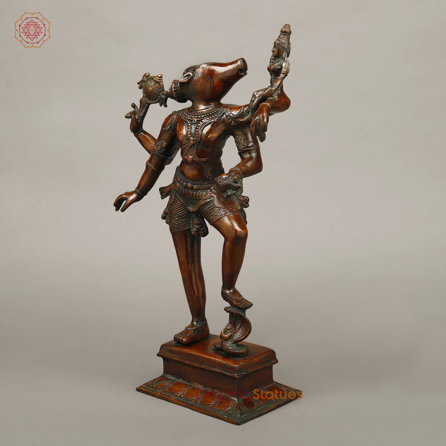 Brass Varahi Devi Idol, Copper Finish, 18"