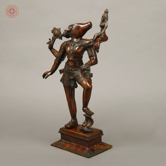 Brass Varahi Devi Idol, Copper Finish, 18"
