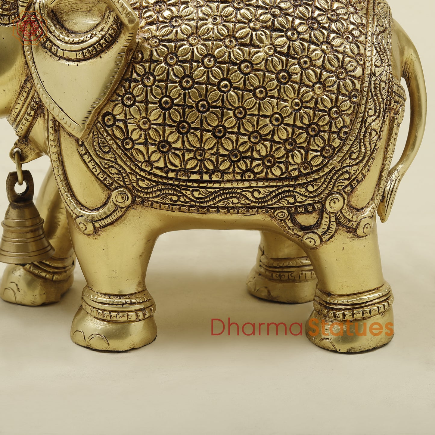 Brass Elephant Pair, Golden Finish, 10.5"
