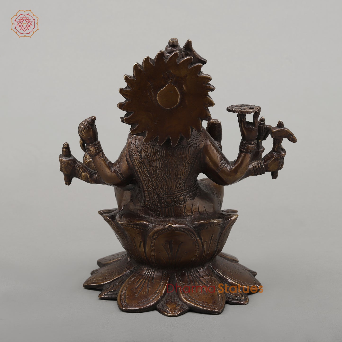 Brass Varahi with Eight Armed Seated, Copper Finish, 8.5"