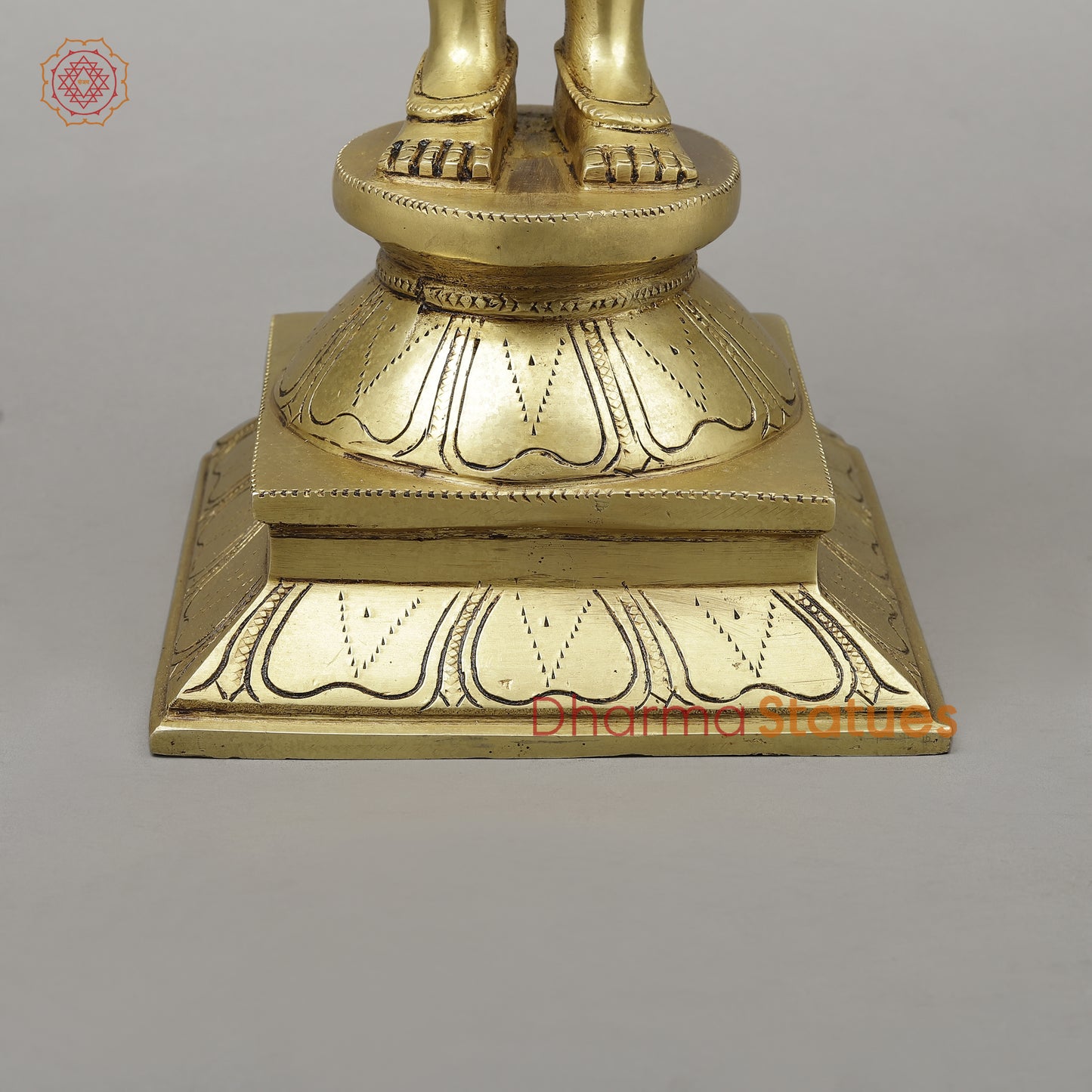 Brass Shiva Standing on Pedestal, Fine Golden Finish, 18"