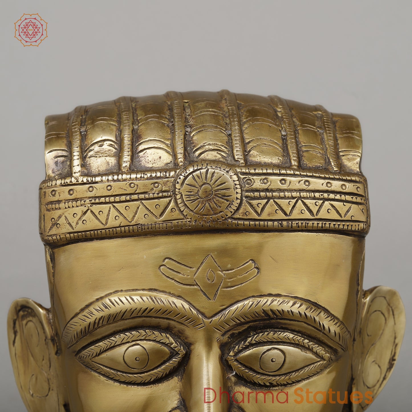 Brass Shiva Face, Golden Finish, 8.5"