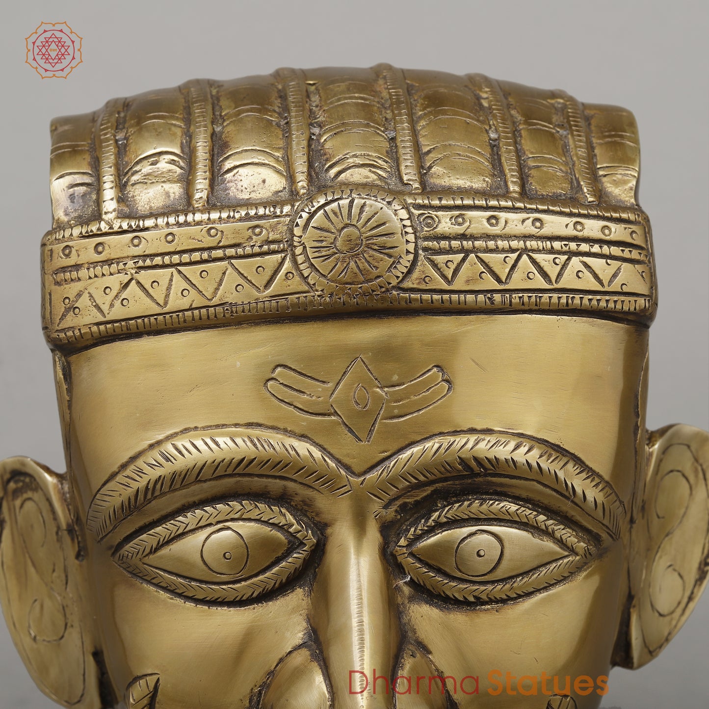 Brass Shiva Face, Golden Finish, 8.5"