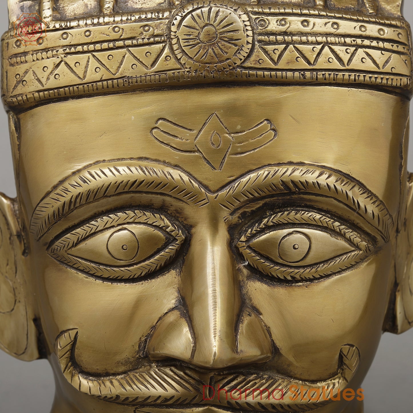 Brass Shiva Face, Golden Finish, 8.5"