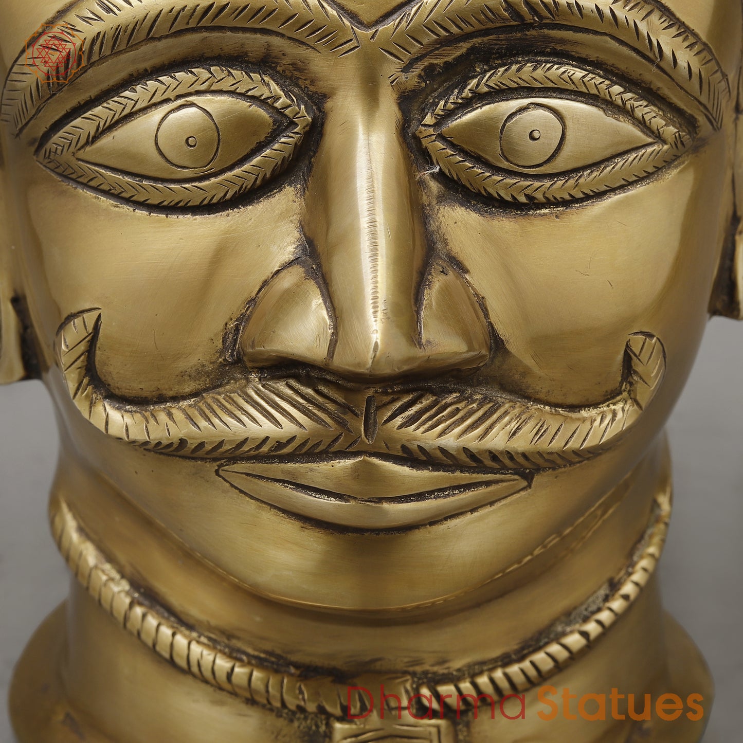 Brass Shiva Face, Golden Finish, 8.5"