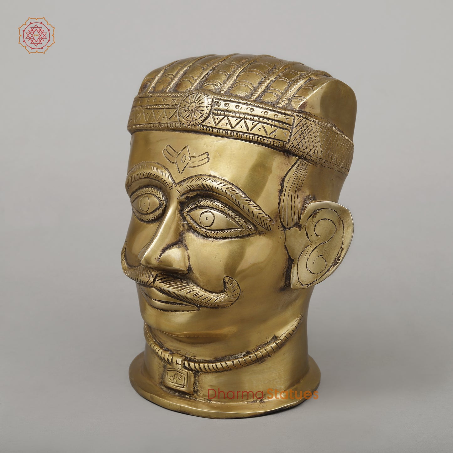 Brass Shiva Face, Golden Finish, 8.5"