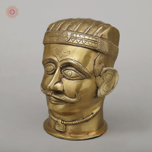 Brass Shiva Face, Golden Finish, 8.5"