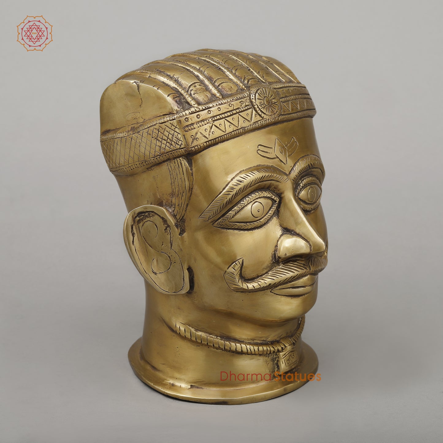 Brass Shiva Face, Golden Finish, 8.5"