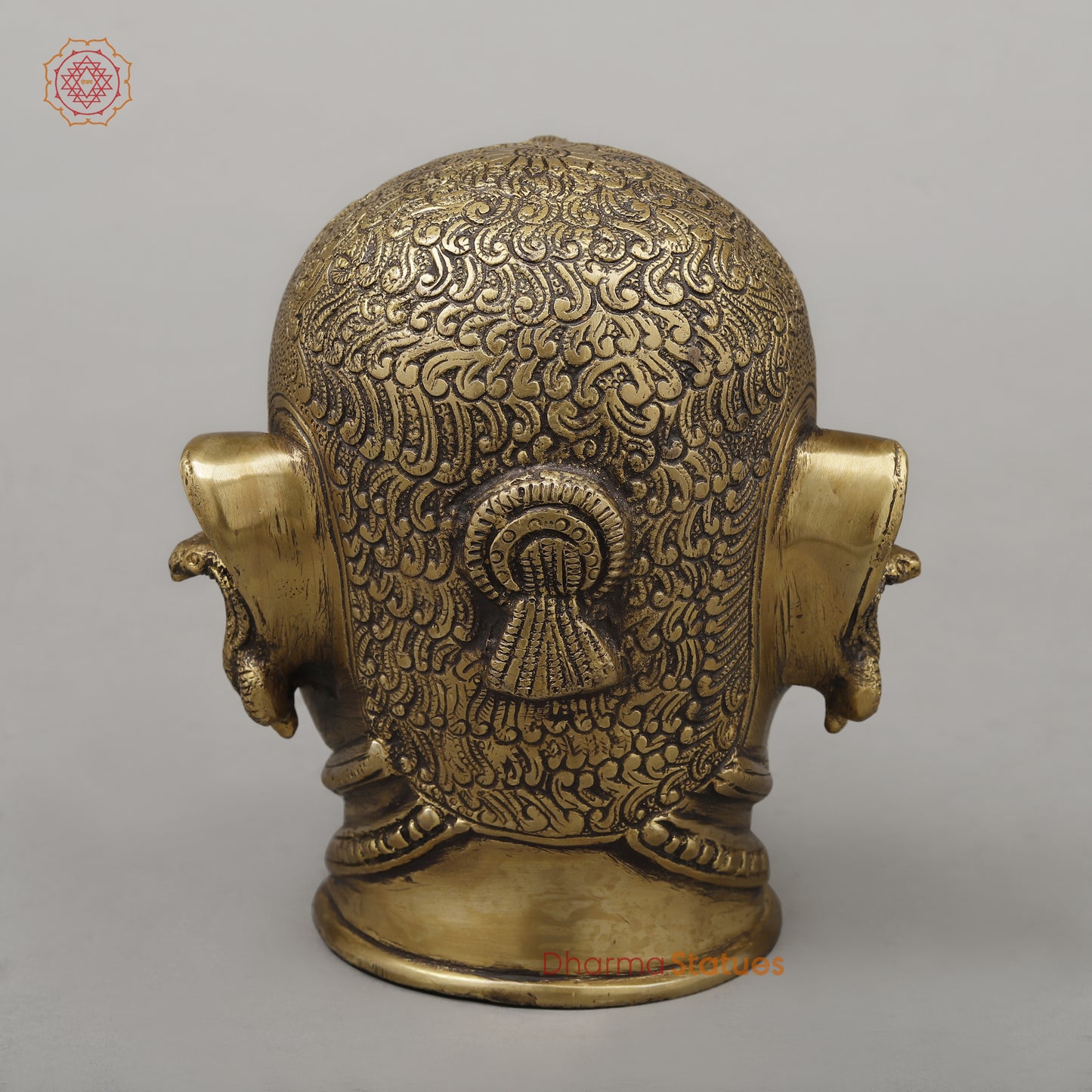 Brass Shiva Face, Invoking Divine Blessings, Golden Finish, 6"