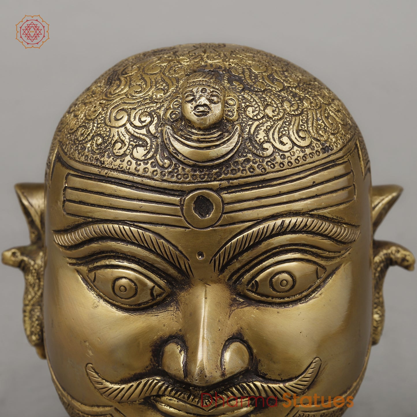 Brass Shiva Face, Invoking Divine Blessings, Golden Finish, 6"