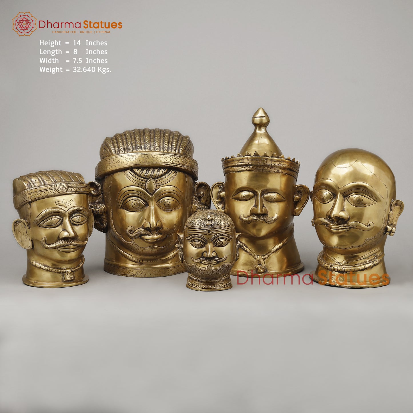 Brass Shiva Mukhlingam Face, Butter Gold Finish, 10"