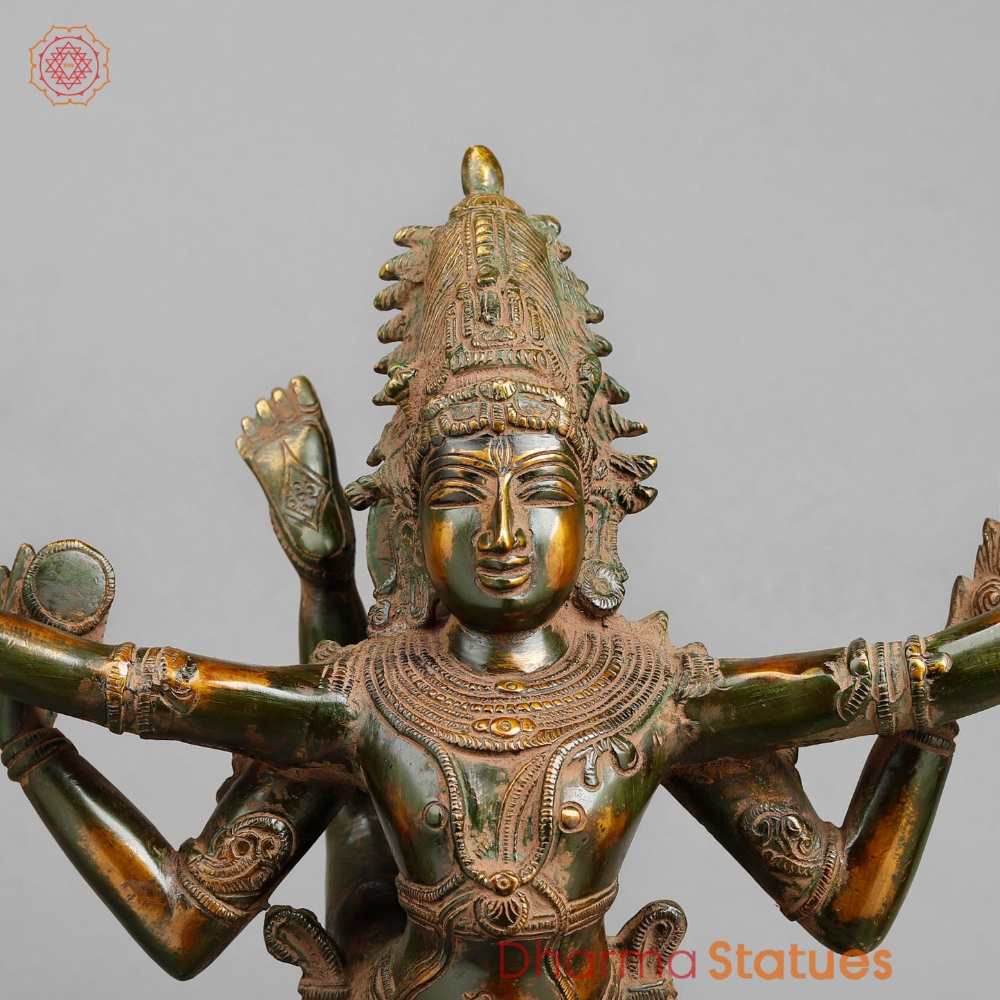 Brass Dancing shiva, Green Antique Patina 20”