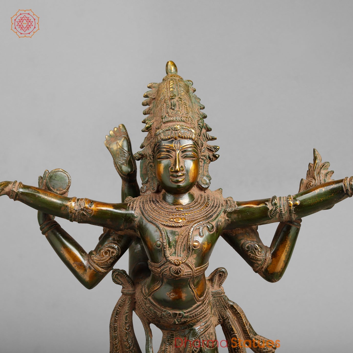 Brass Dancing shiva, Green Antique Patina 20”