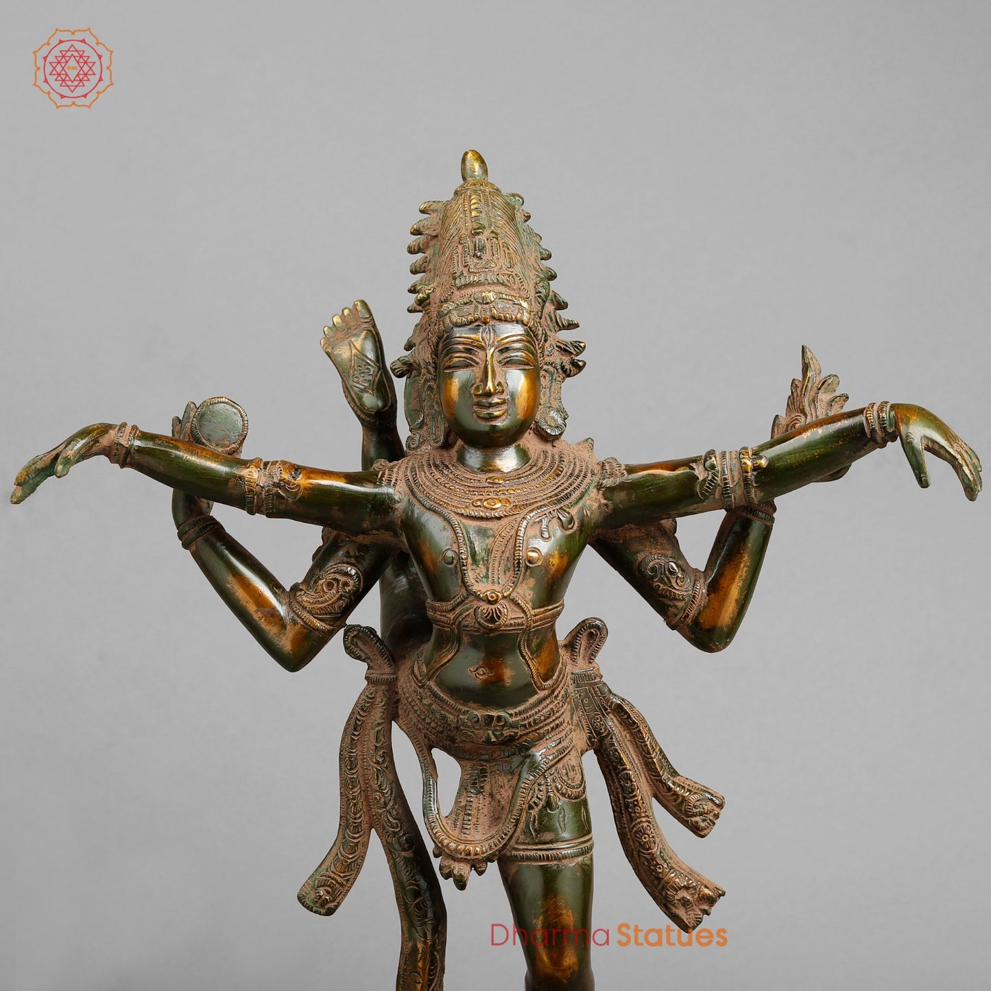 Brass Dancing shiva, Green Antique Patina 20”