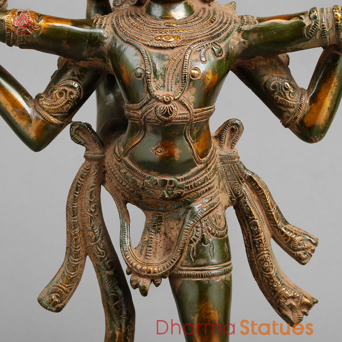 Brass Dancing shiva, Green Antique Patina 20”