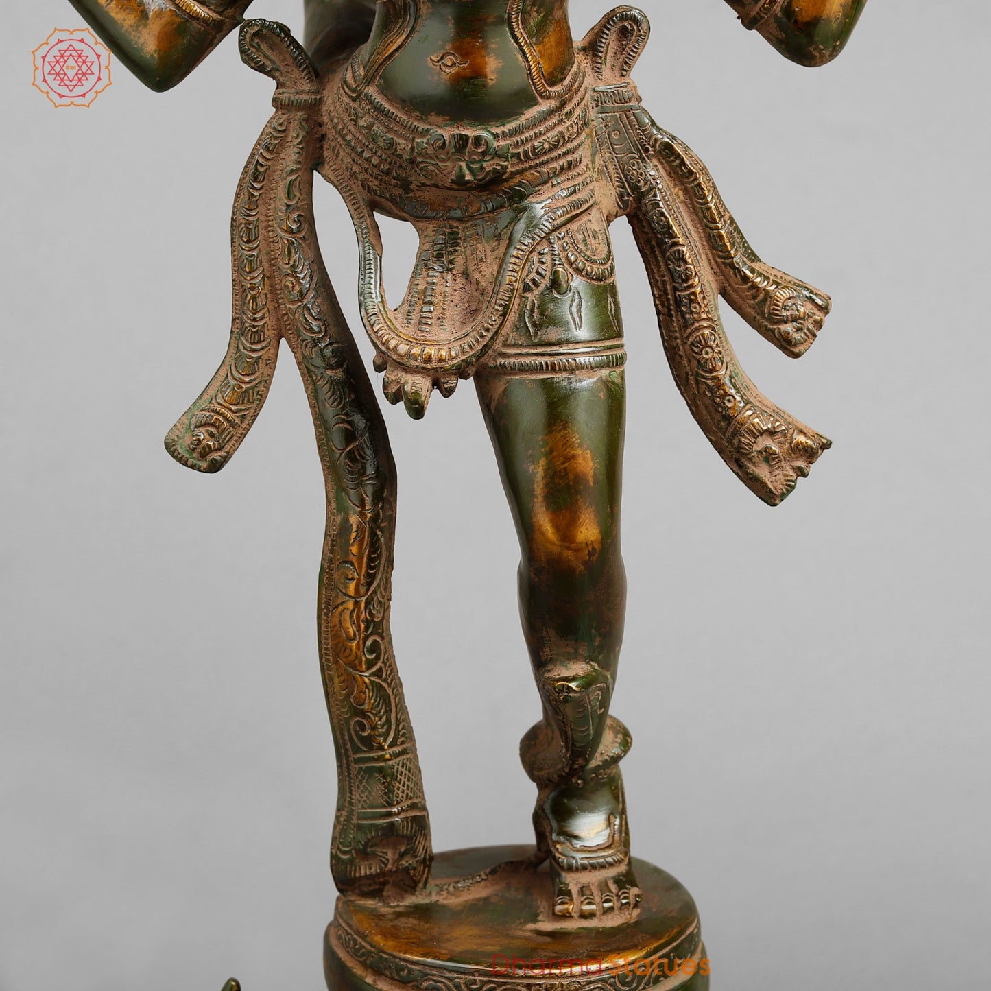 Brass Dancing shiva, Green Antique Patina 20”