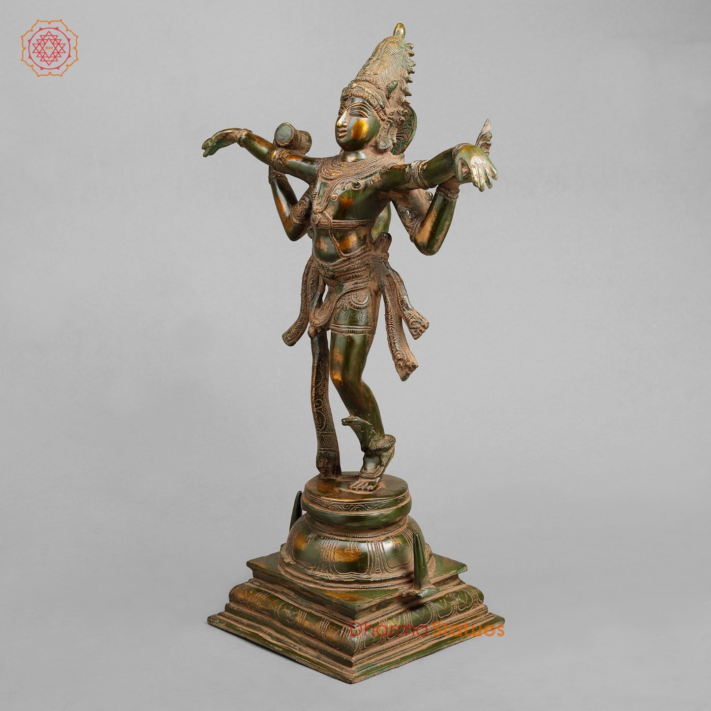Brass Dancing shiva, Green Antique Patina 20”