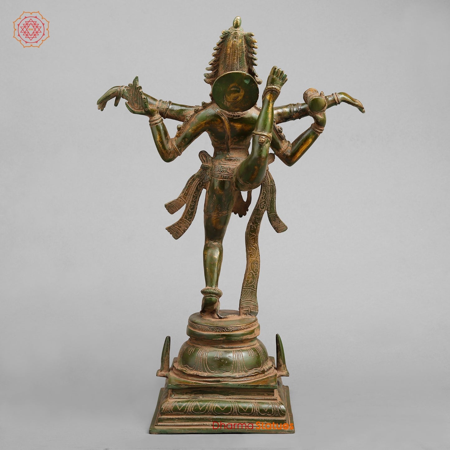 Brass Dancing shiva, Green Antique Patina 20”