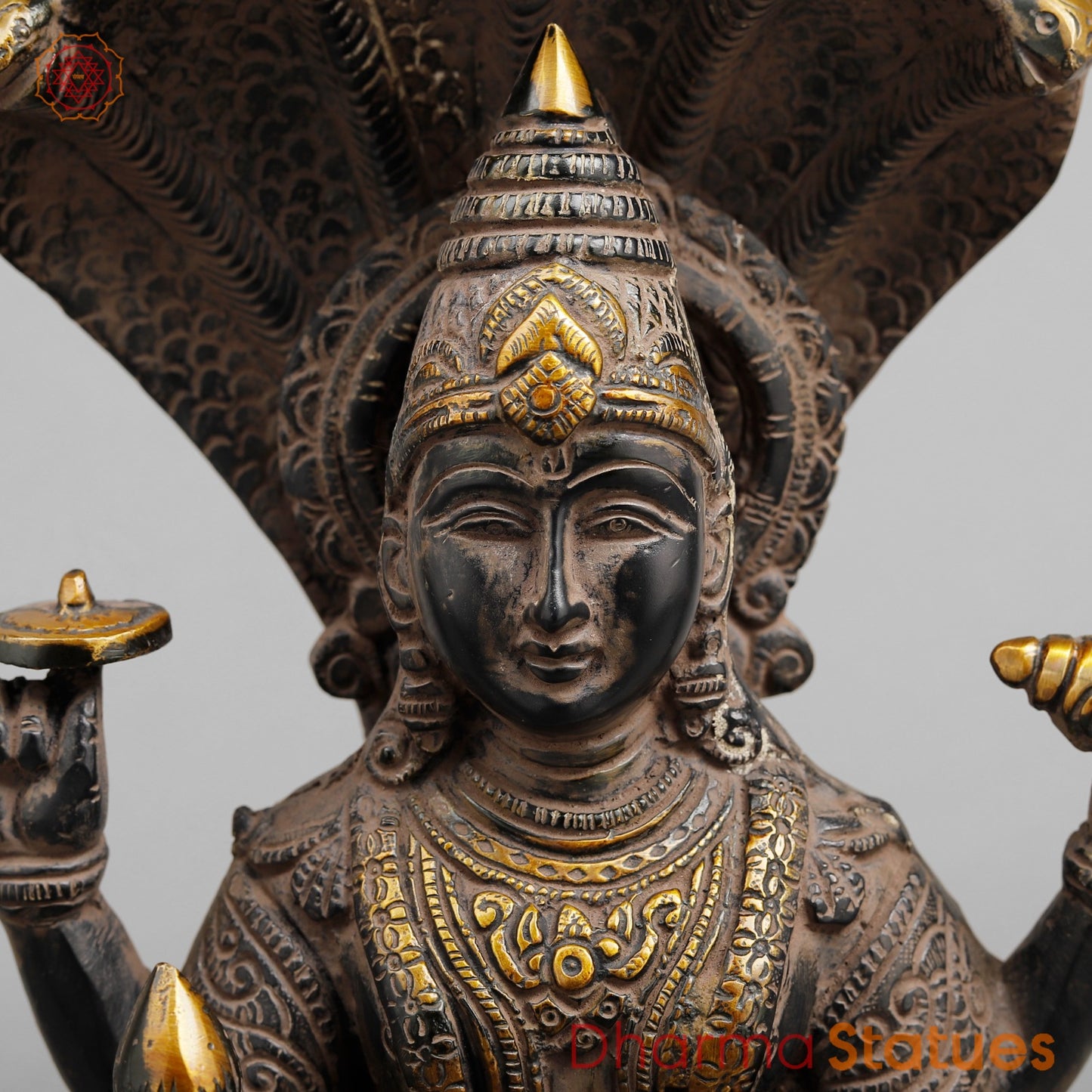 Brass Vishnu Seated , Black Antique Finish 12.5”