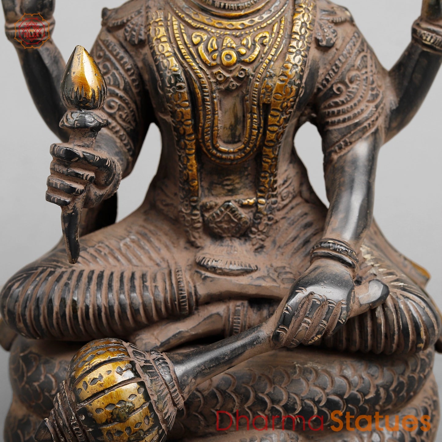 Brass Vishnu Seated , Black Antique Finish 12.5”