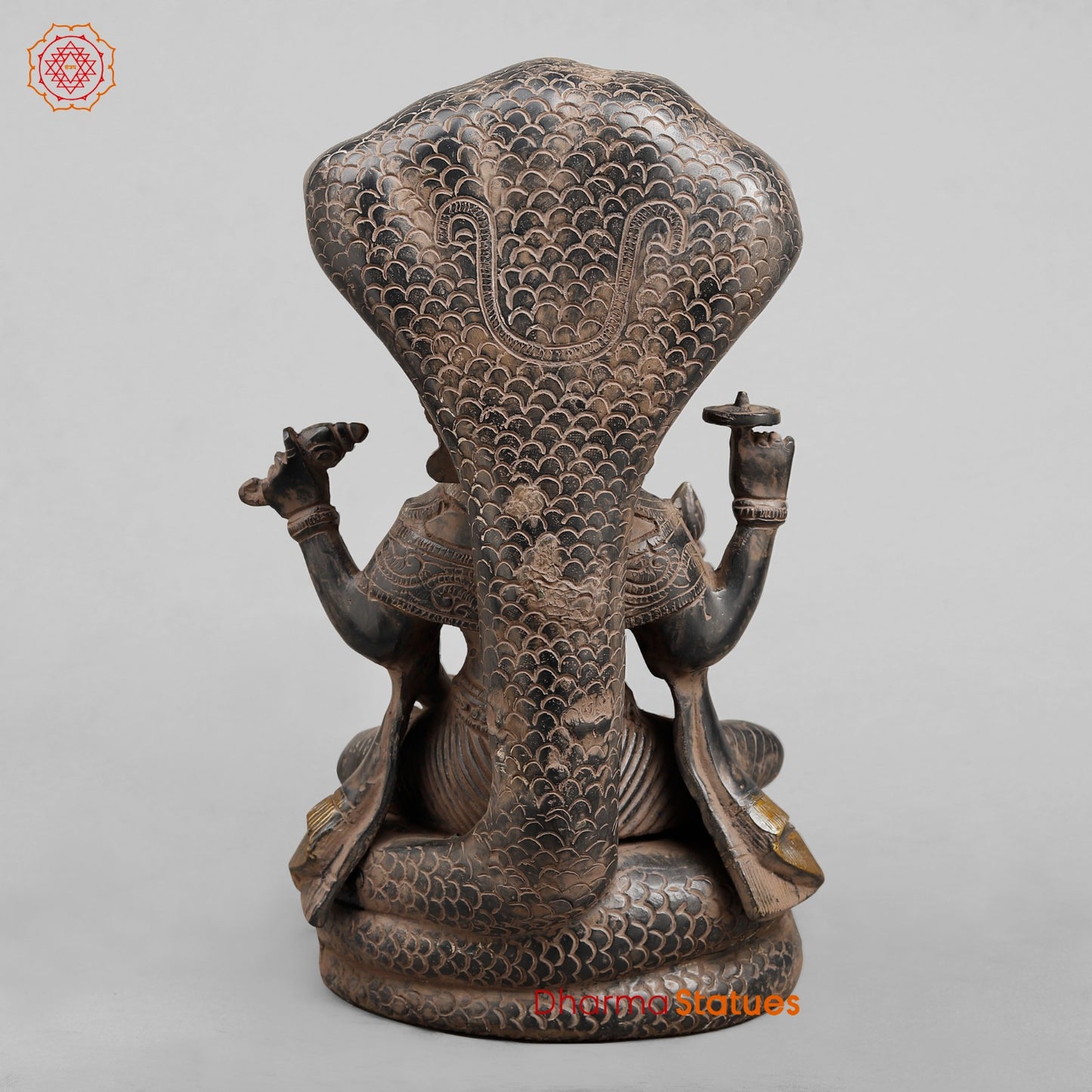 Brass Vishnu Seated , Black Antique Finish 12.5”