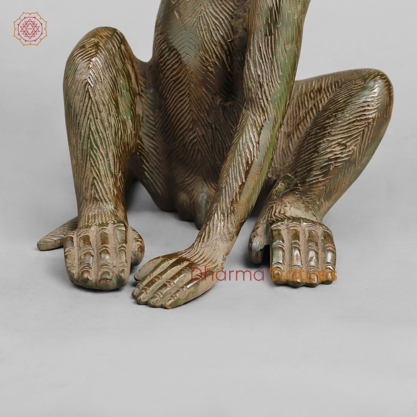 Brass Monkey Urli, Green Antique Patina 14.5”