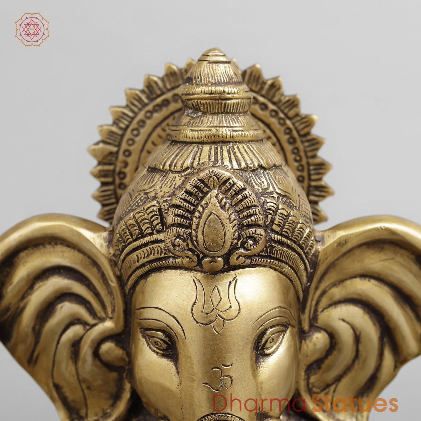 Brass Long Ear Ganesh Seated, Antique Finish 10”