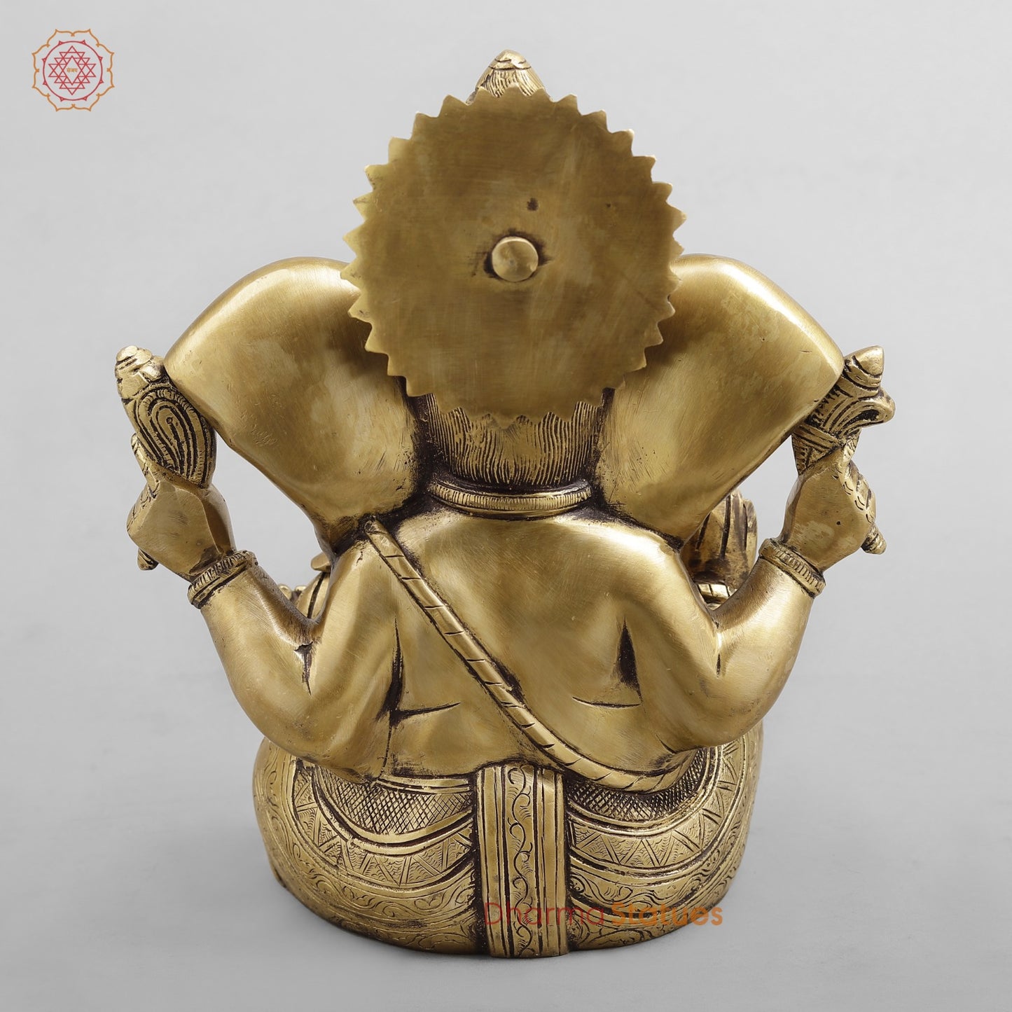Brass Long Ear Ganesh Seated, Antique Finish 10”