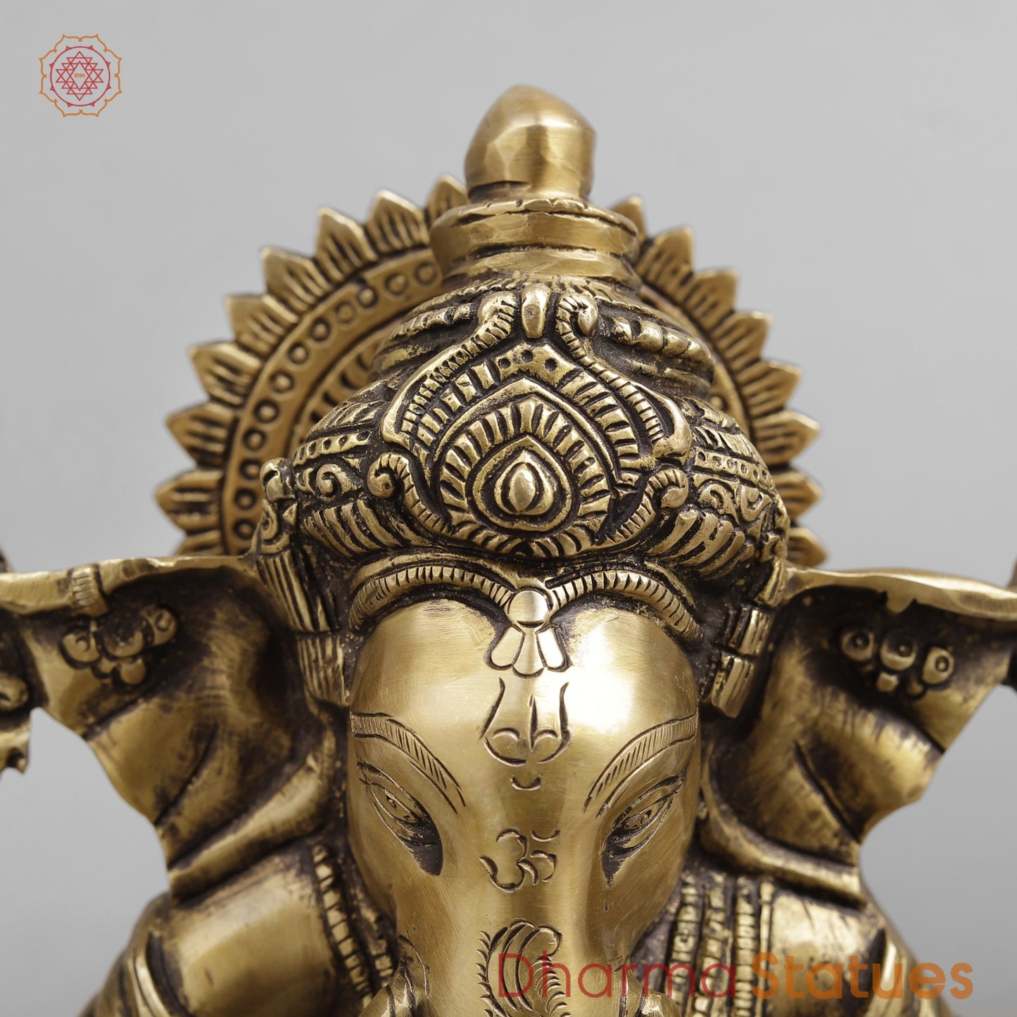 Brass Ganesh seated w/o Base, Antique finish 8”