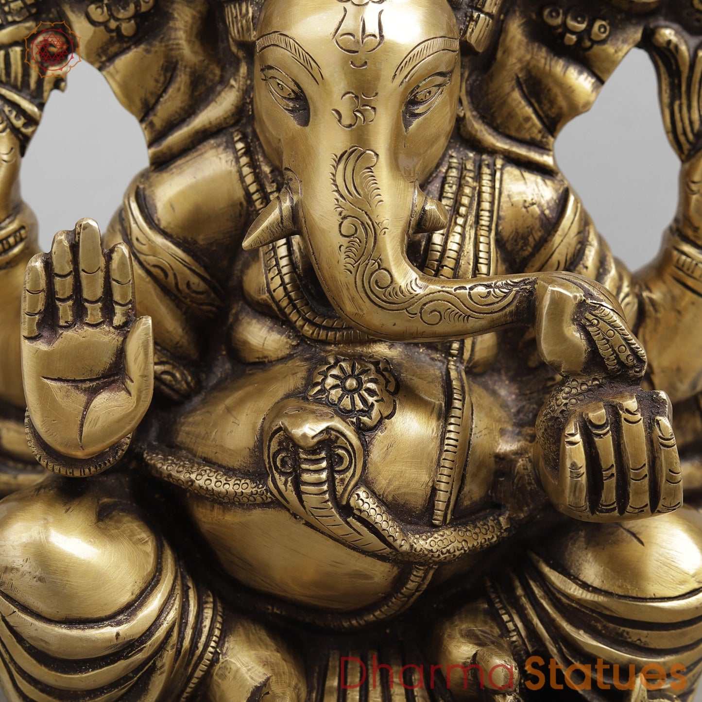Brass Ganesh seated w/o Base, Antique finish 8”