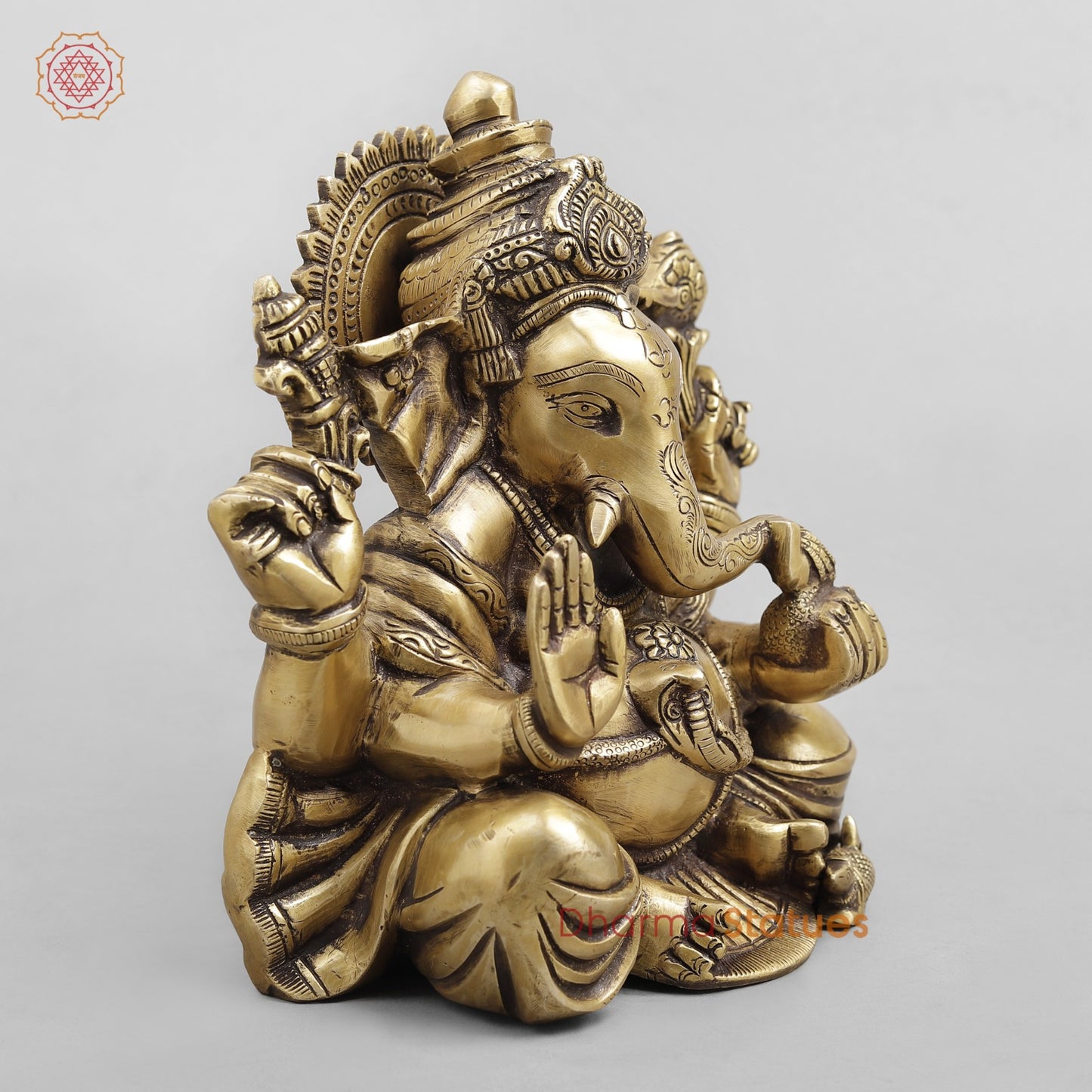 Brass Ganesh seated w/o Base, Antique finish 8”