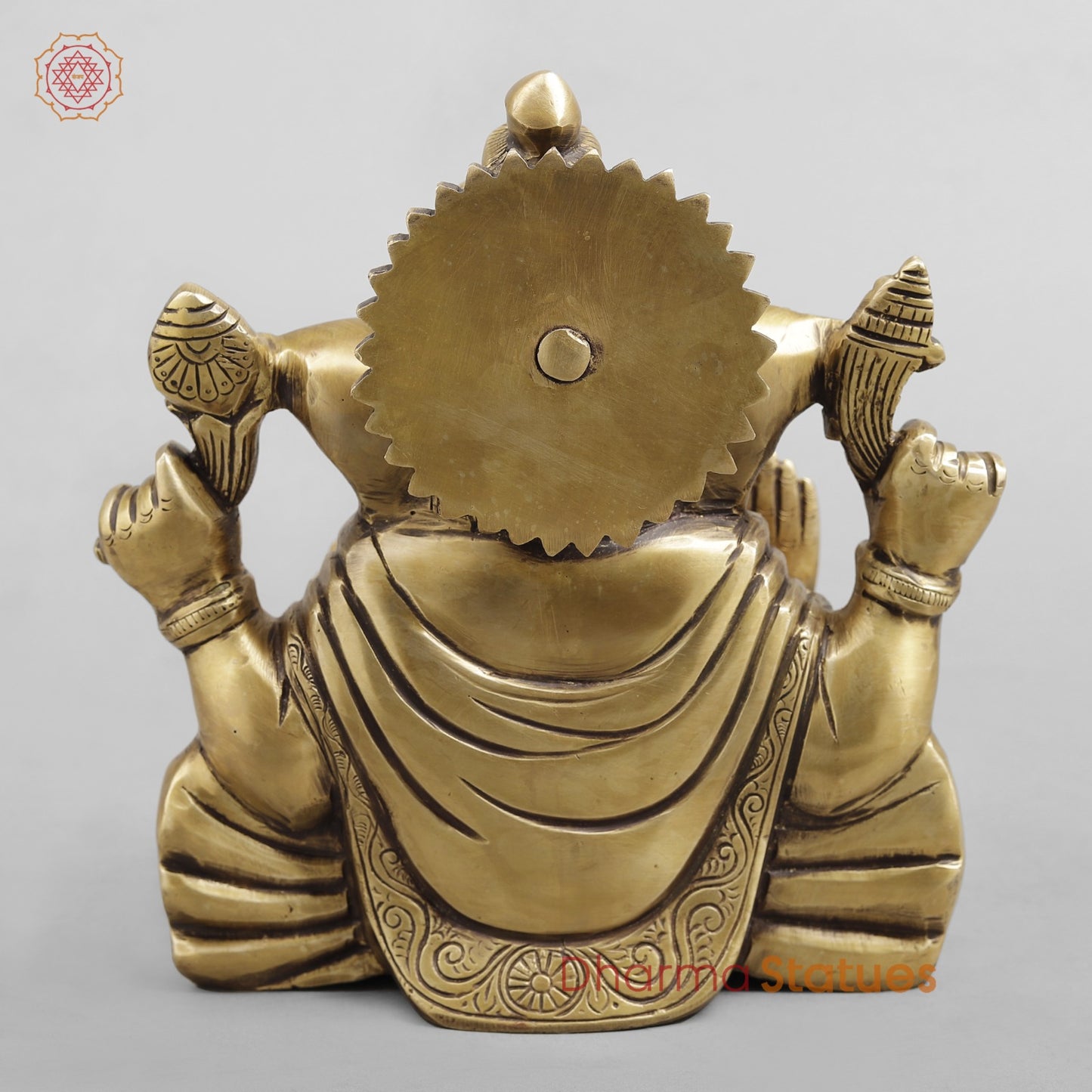 Brass Ganesh seated w/o Base, Antique finish 8”