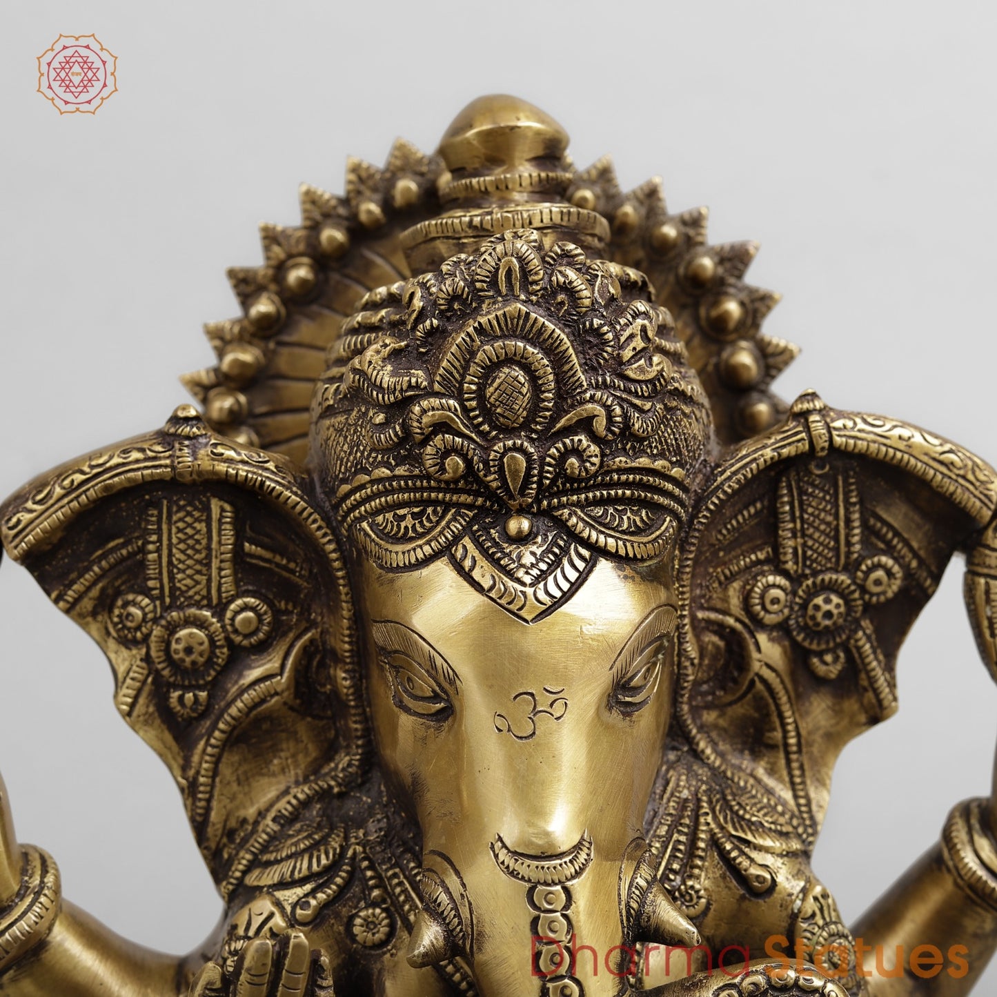 Brass Ashtvinayak Ganesh, Antique Brass finish 10.5”