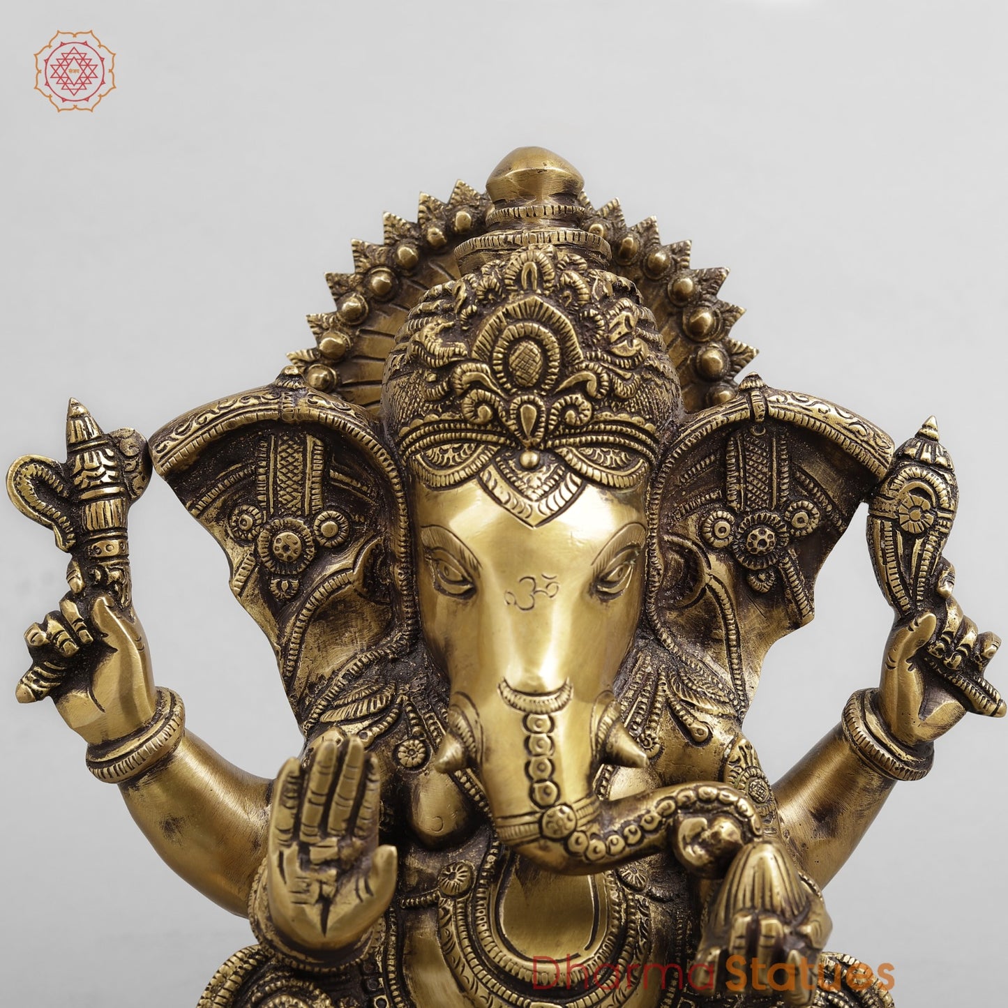Brass Ashtvinayak Ganesh, Antique Brass finish 10.5”