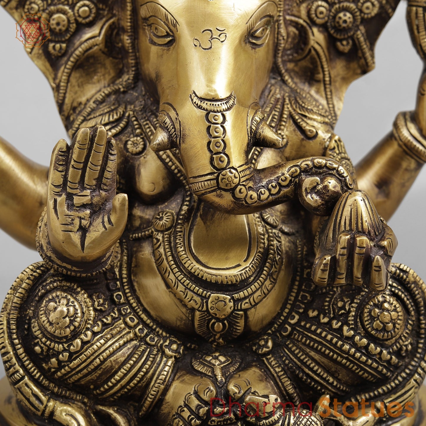 Brass Ashtvinayak Ganesh, Antique Brass finish 10.5”