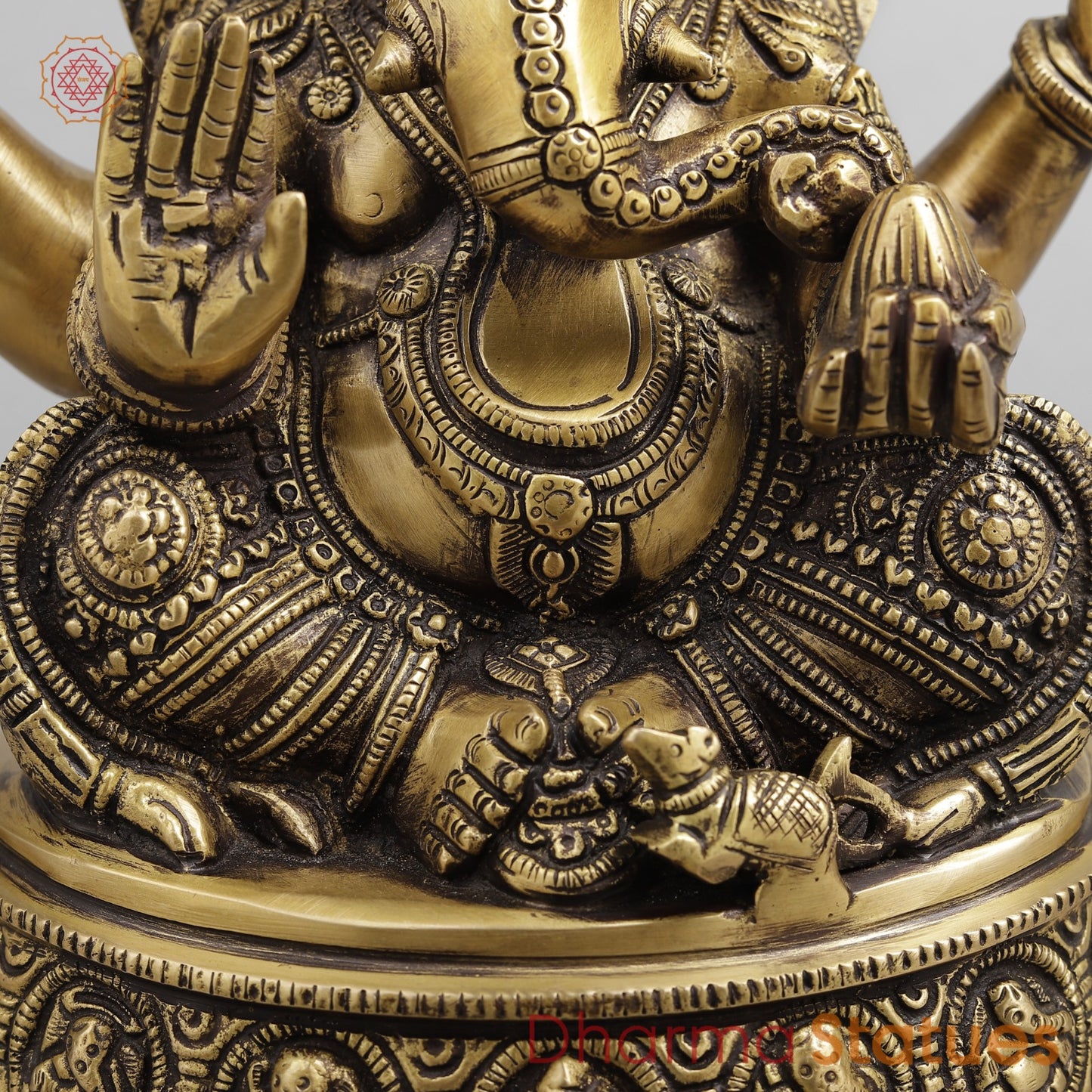 Brass Ashtvinayak Ganesh, Antique Brass finish 10.5”