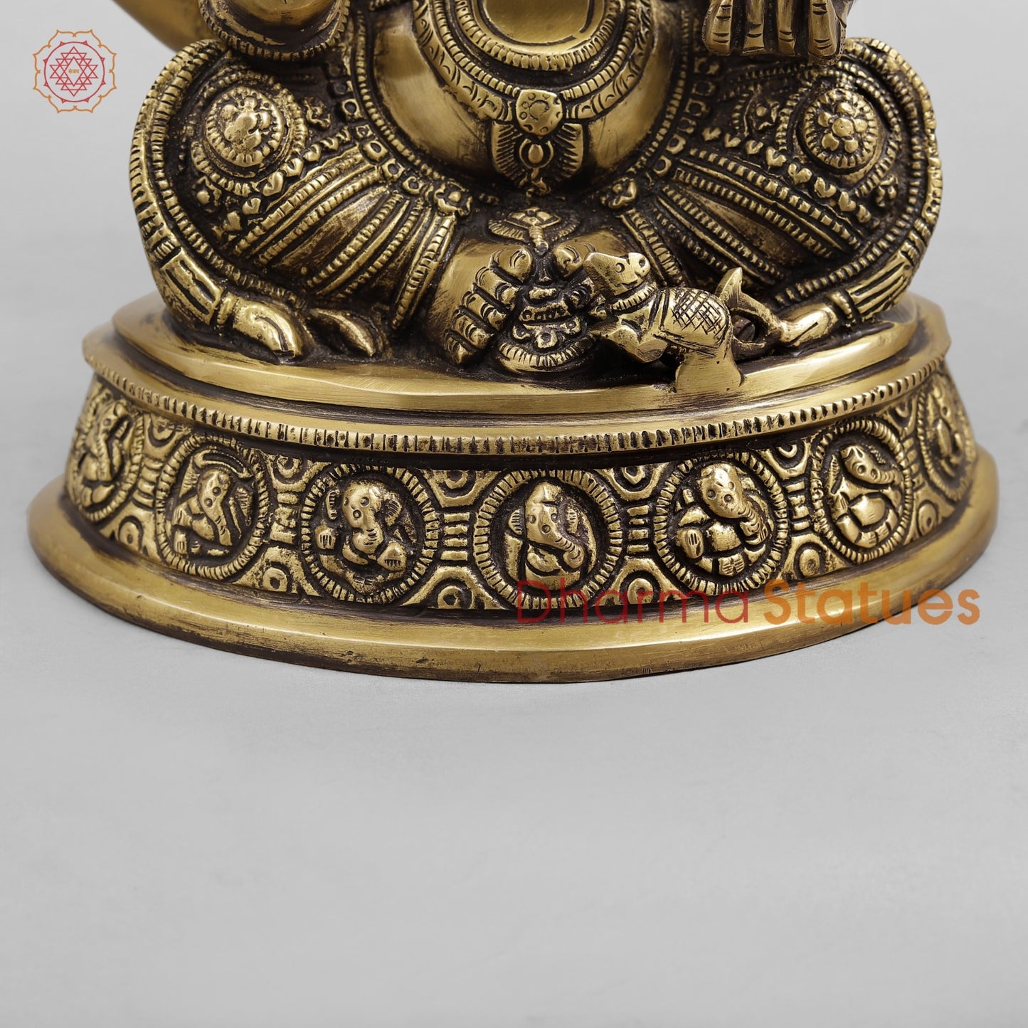 Brass Ashtvinayak Ganesh, Antique Brass finish 10.5”