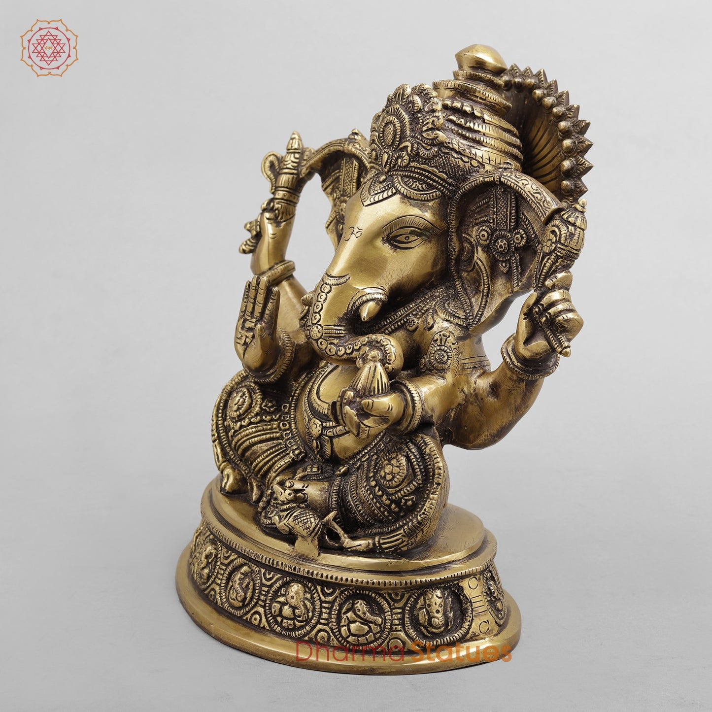 Brass Ashtvinayak Ganesh, Antique Brass finish 10.5”