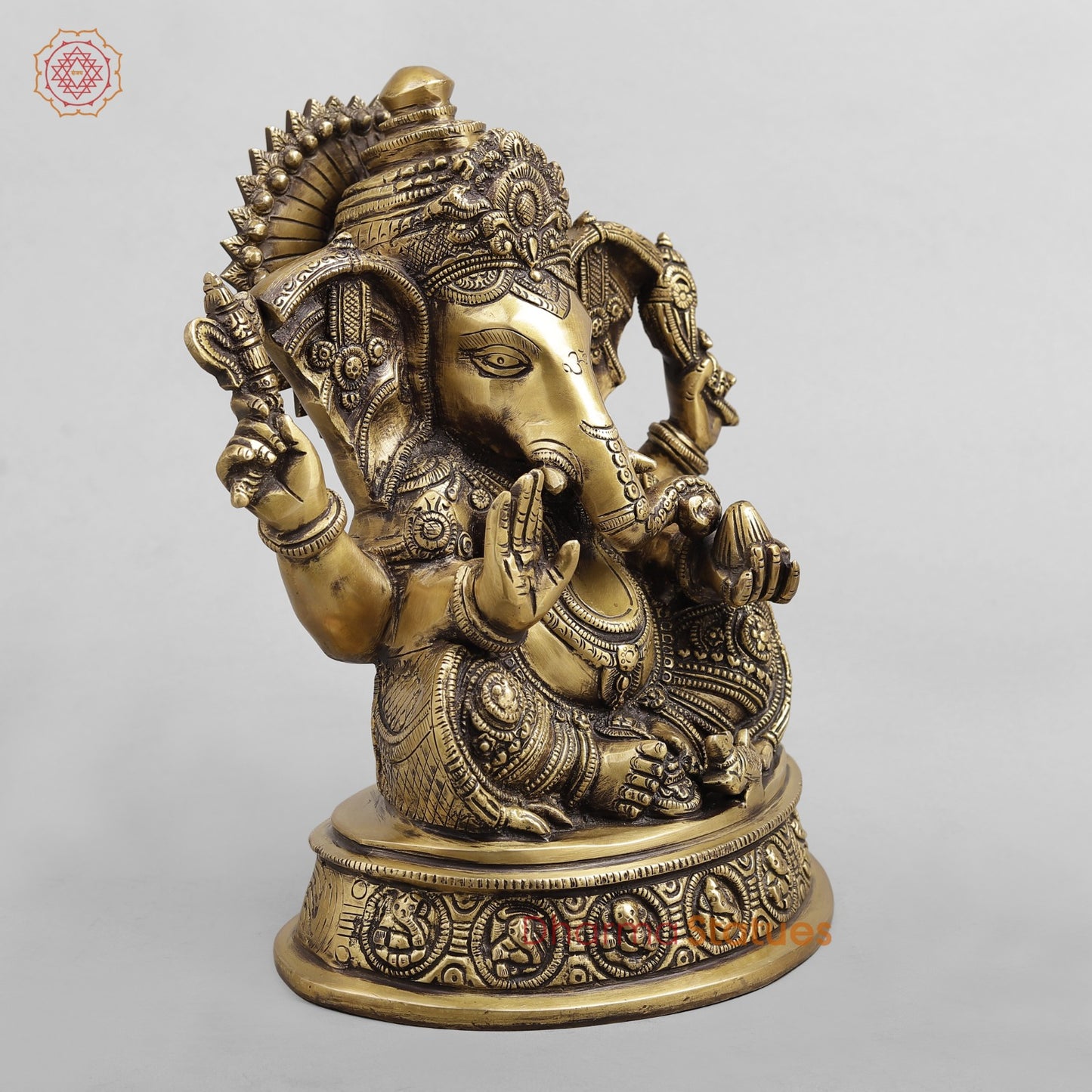Brass Ashtvinayak Ganesh, Antique Brass finish 10.5”