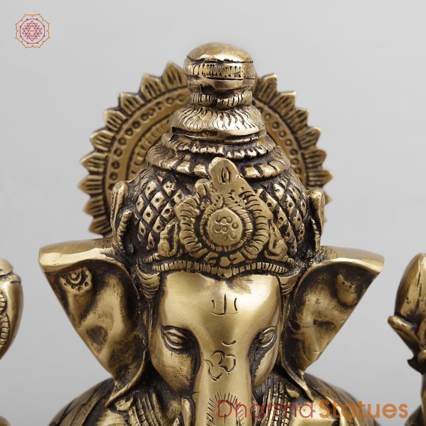 Brass Ganesh Seated Fruit and Sweets, Antique Finish 12”