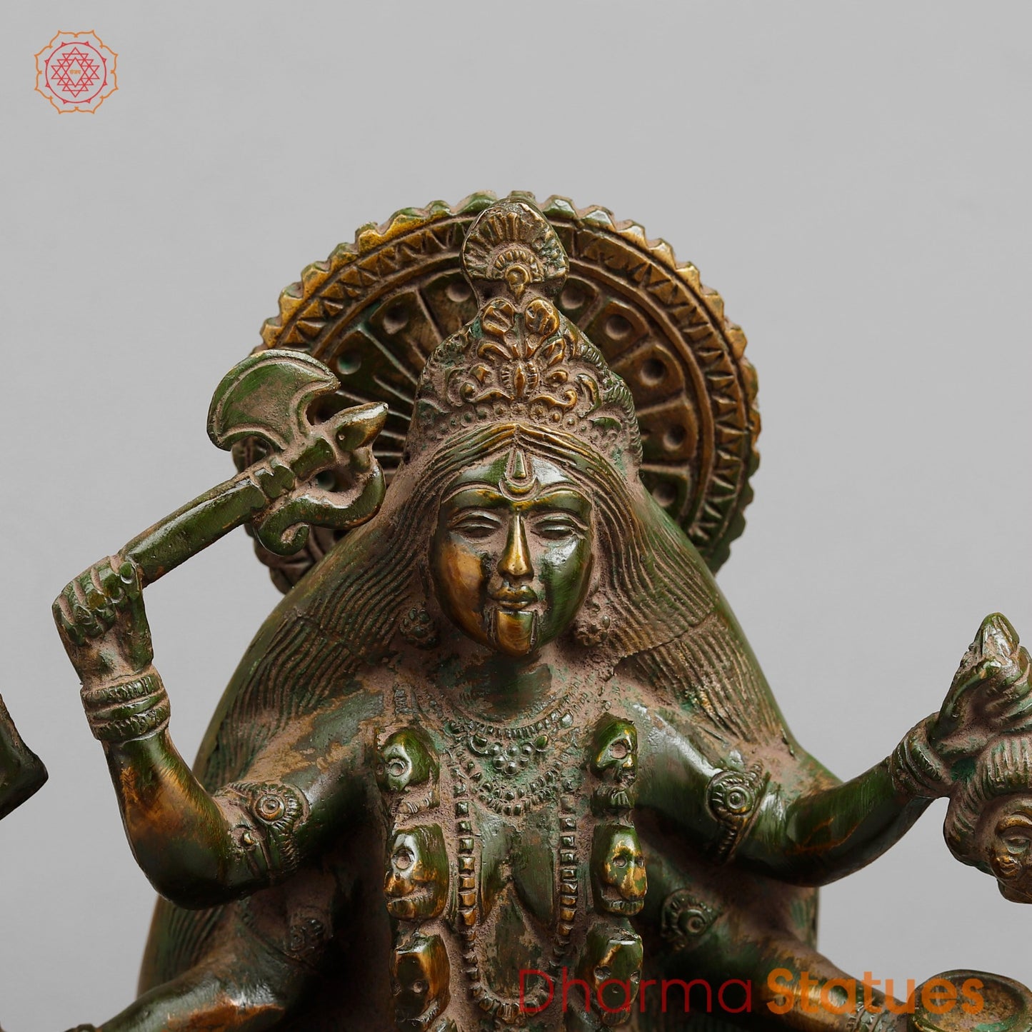 Brass Kaali Standing, Antique Green Patina 10”