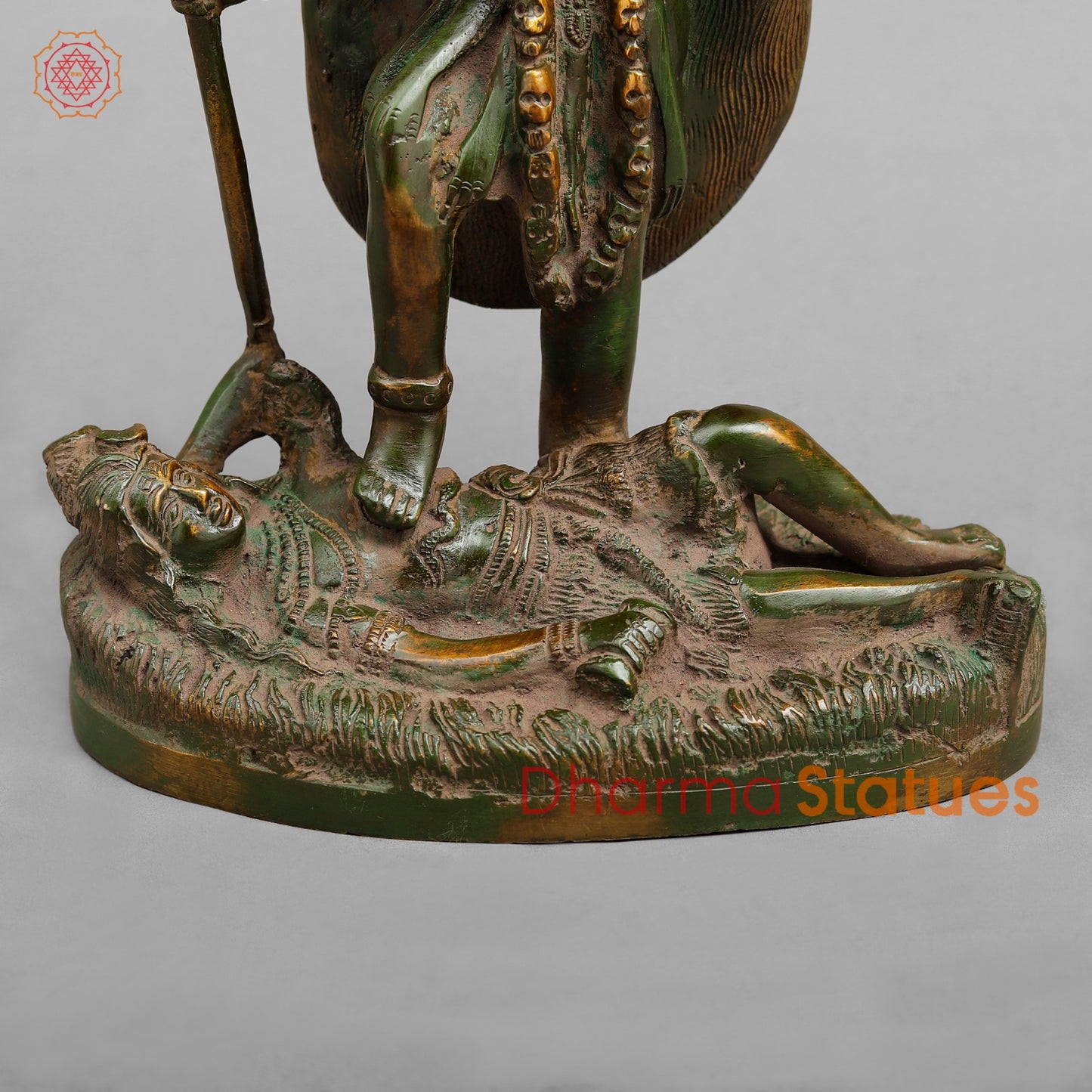 Brass Kaali Standing, Antique Green Patina 10”
