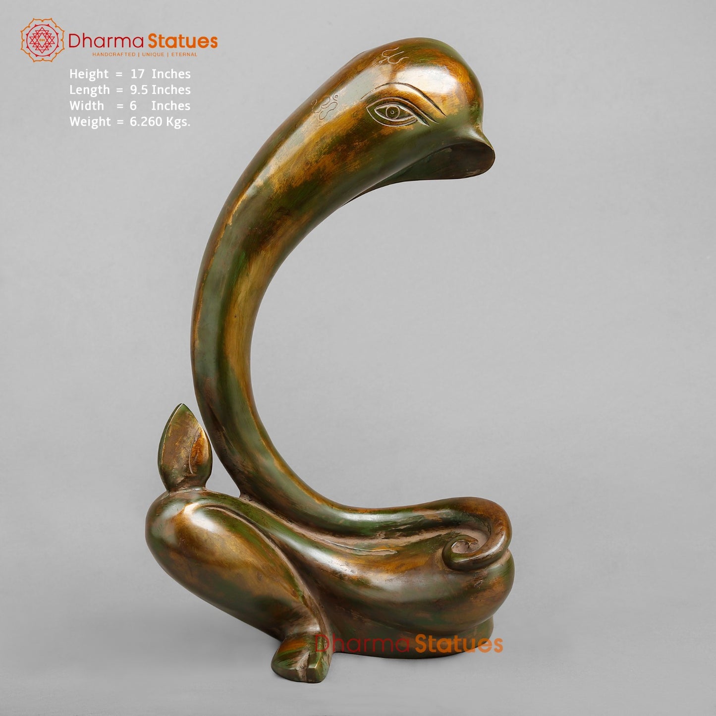 Brass Modern Ganesh, Green antique Patina 17”