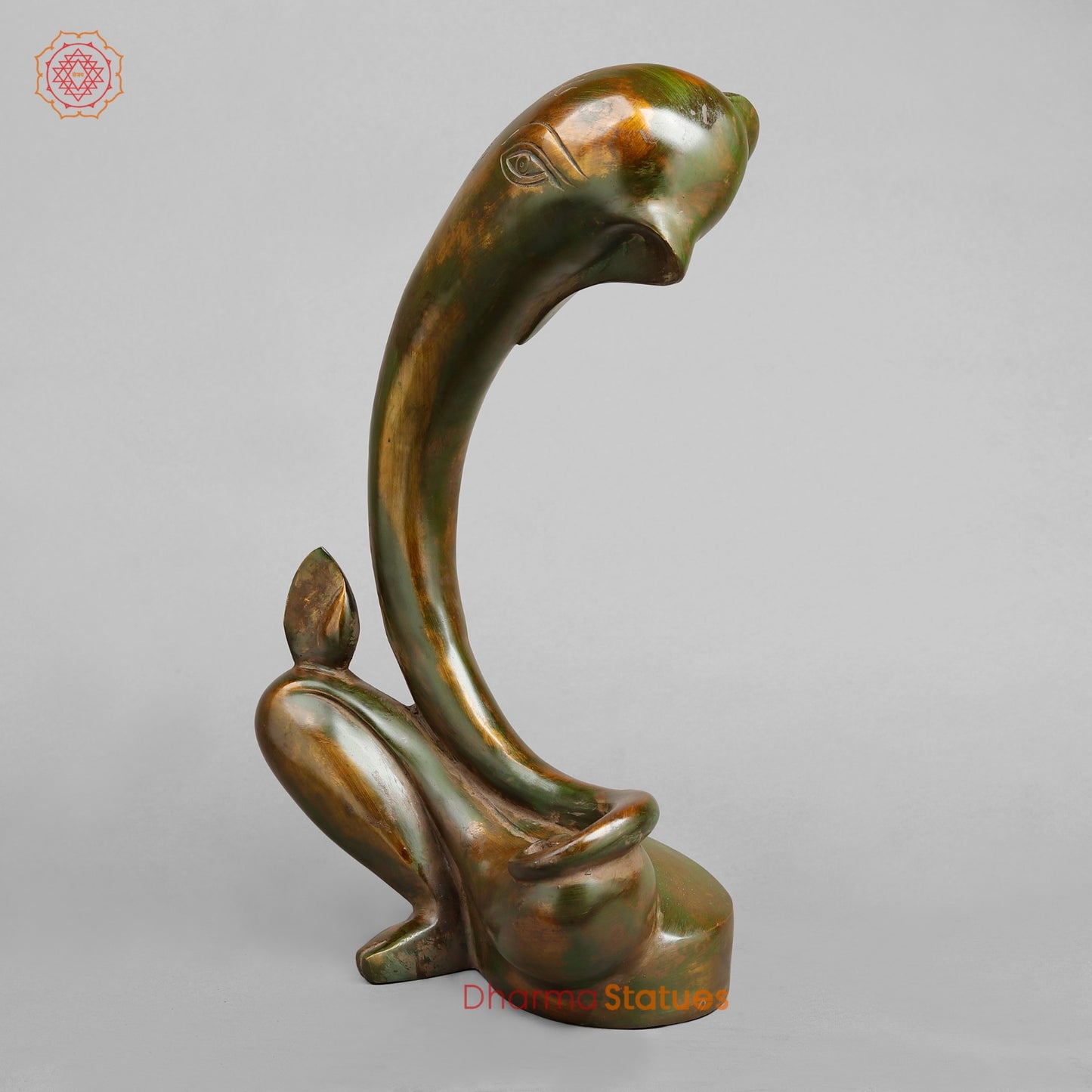 Brass Modern Ganesh, Green antique Patina 17”