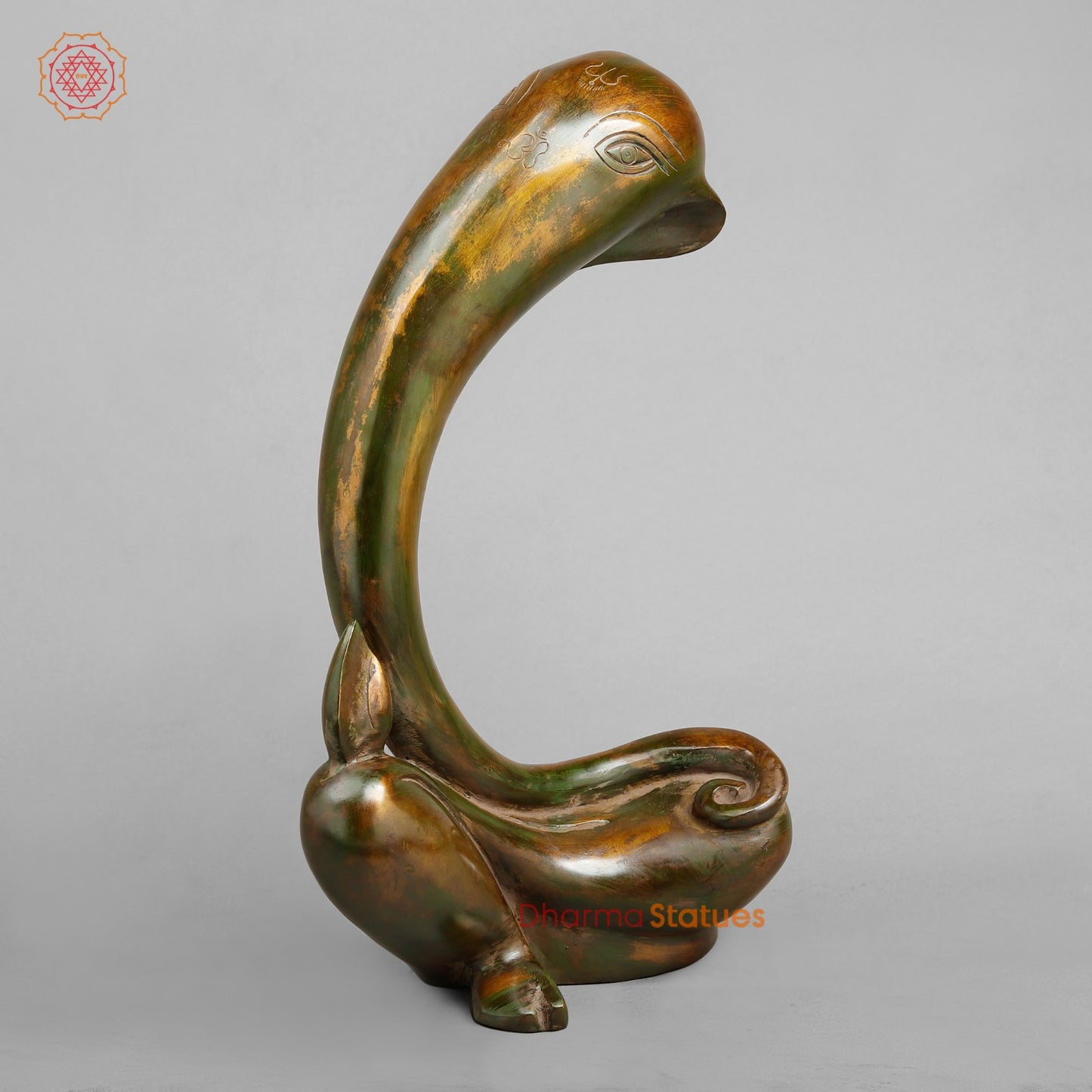 Brass Modern Ganesh, Green antique Patina 17”