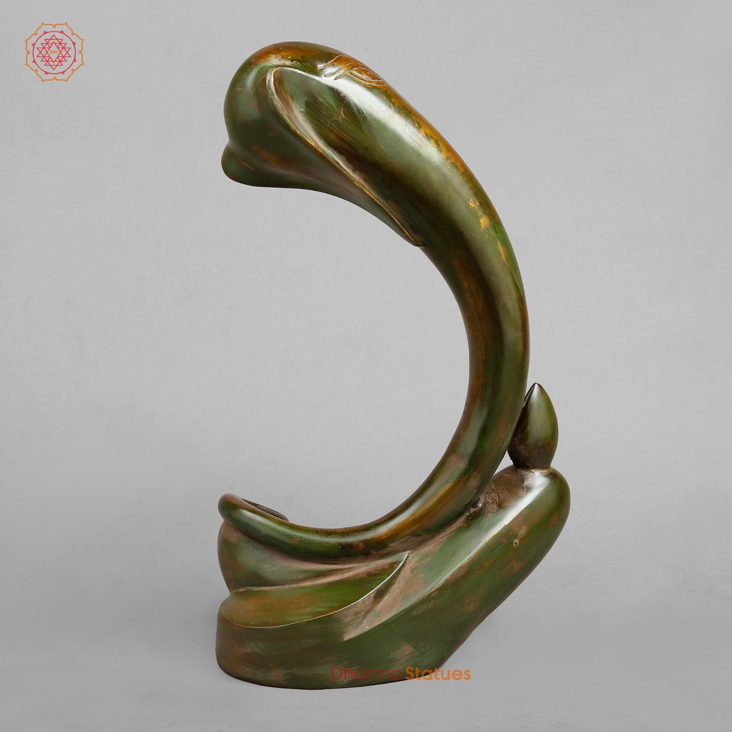 Brass Modern Ganesh, Green antique Patina 17”