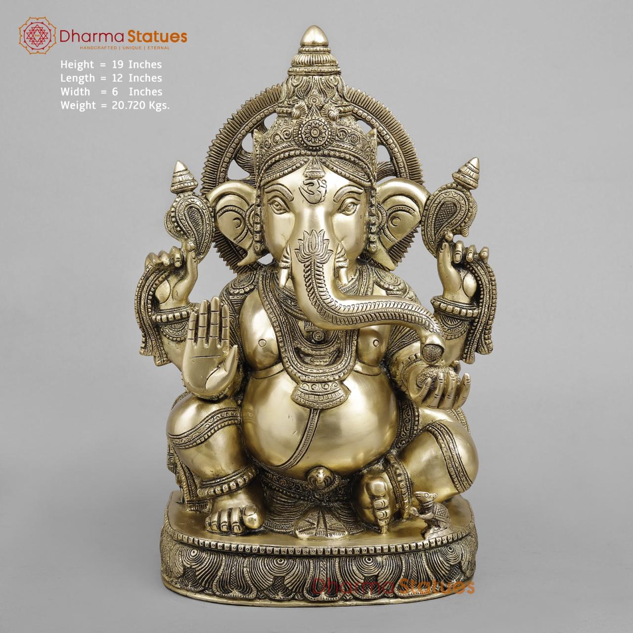 Brass Surya Ganesh, Super Fine Finish 19”