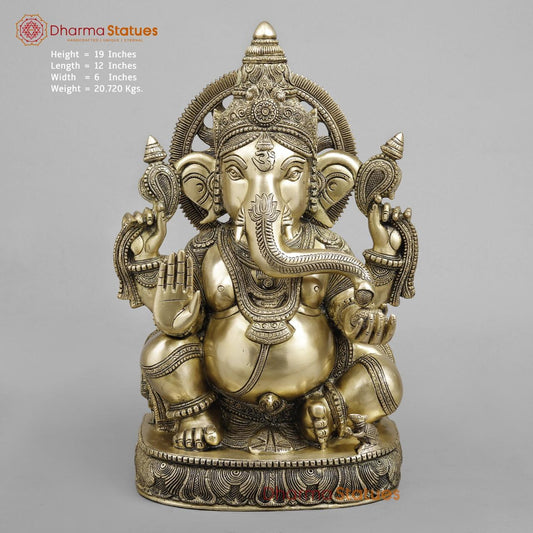 Brass Surya Ganesh, Super Fine Finish 19”